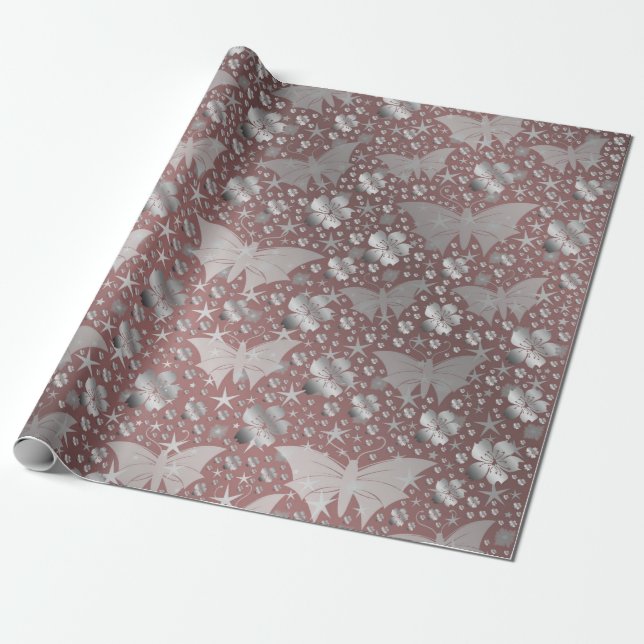 fjäril, fjärilar, färgrik, skinande, glänsande presentpapper (Utrullad)