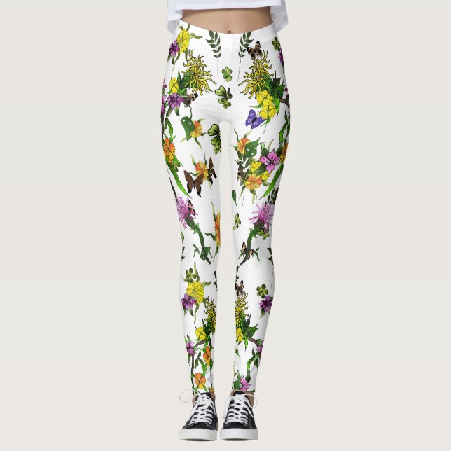 fjäril Flower Firande Leggings (Framsida)