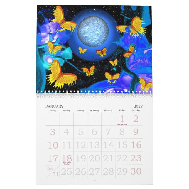 Fjäril Flutterby i den Valxart kalendern Kalender (Jan 2027)