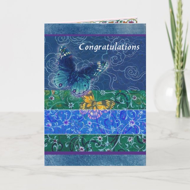 Fjäril för bröllopgrattisasianesque kort (Framsida)