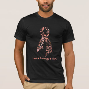 Fjäril för kärlekkuragehopp - livmoder- cancer tee shirt