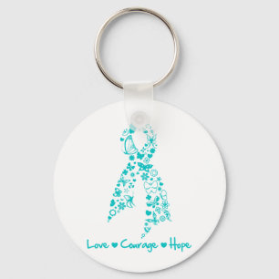 Fjäril för kärlekkuragehopp - Ovarian cancer Nyckelring