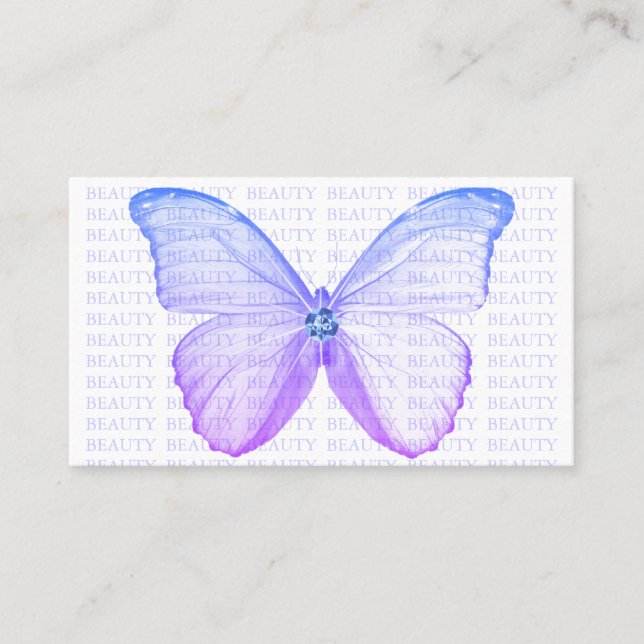 Fjäril för lilor för skönhetvisitkortblått visitkort (Framsida)