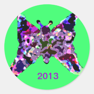 fjäril för Lycka till för nytt år Runt Klistermärke