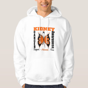 Fjäril för orange för njurecancermedvetenhet hoodie