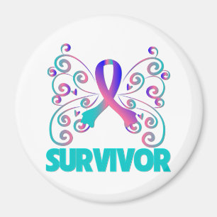 Fjäril för Thyroidcanceröverlevande Magnet