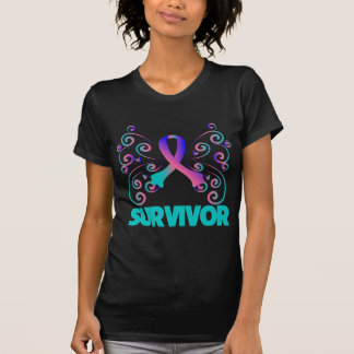 Fjäril för Thyroidcanceröverlevande T Shirt