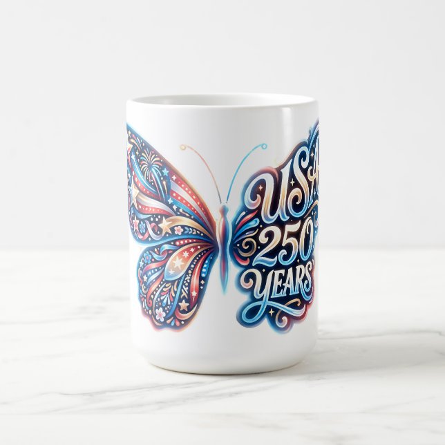 Fjäril för USA:s 250-årsjubileum Kaffemugg (Center)