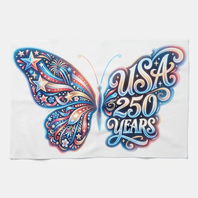 Fjäril för USA:s 250-årsjubileum Kökshandduk (Horisontell)