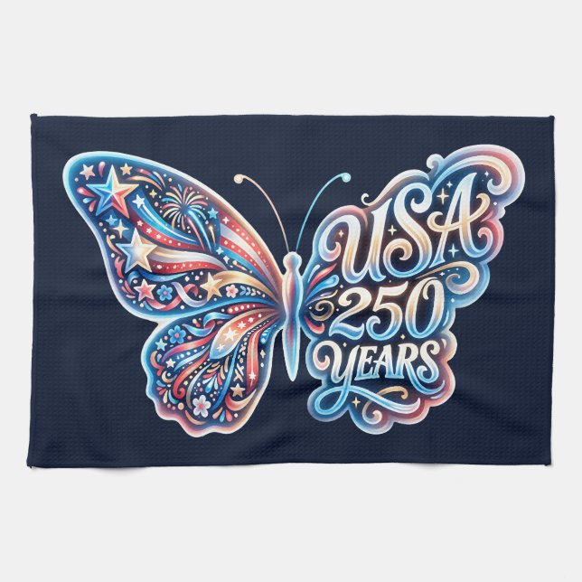 Fjäril för USA:s 250-årsjubileum Kökshandduk (Horisontell)