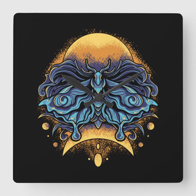 Fjäril Fyrkantig Klocka (Framsida)