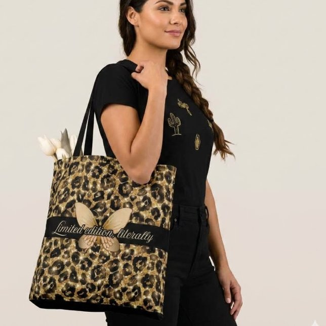 Fjäril Gepardtryck Totebag Tygkasse (Butterfly Cheetah Print Tote Bag)
