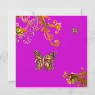 FJÄRIL, GULA BLOMMÄSSLINJER rosa lila violett Inbjudningar