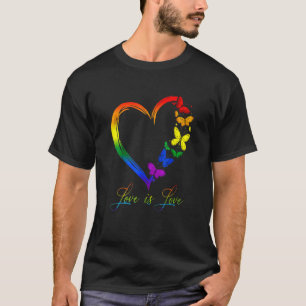 Fjäril Hjärta Regnbåge Kärlek Är Kärlek Lgbt Gay L T Shirt