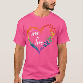 Fjäril Hjärtan Regnbåge Kärlek Är Kärlek HBTQ Homo T Shirt