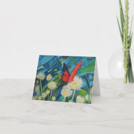 Fjäril i blommor kort
