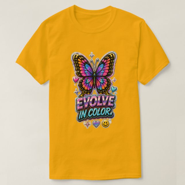 Fjäril i färgrik evolution 🦋 Inspirerande  T Shirt (Design framsida)