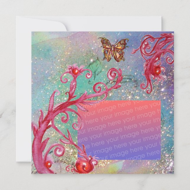 FJÄRIL I GLITTER Blå Bröllopsfoto Mall (Framsida)