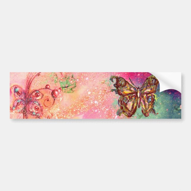 FJÄRIL I GULDGLITTER BILDEKAL (Framsidan)