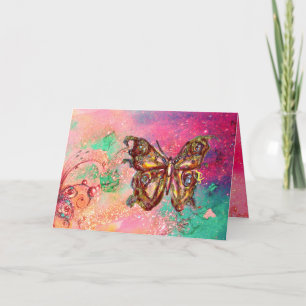 FJÄRIL I GYLLENE GNISTRAR, Rosa Grön Teal Kort