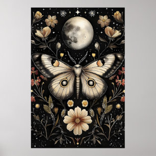 Fjäril I Mån Dunkel Blomsterträdgård, Melankolisk Poster
