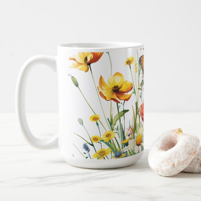 Fjäril i trädgården kaffemugg (Med munk)