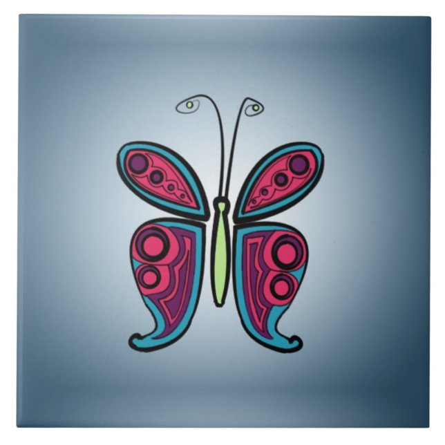 Fjäril illustration kakelplatta (Framsidan)