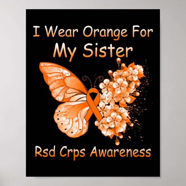 Fjäril Jag bär orange för min syster Rsd Crps Awa Poster (Framsidan)