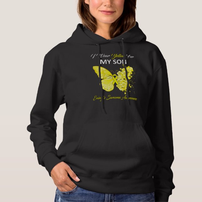 Fjäril Jag Har Gult För Min Son Ewing's Sarcoma T Shirt (Framsida)