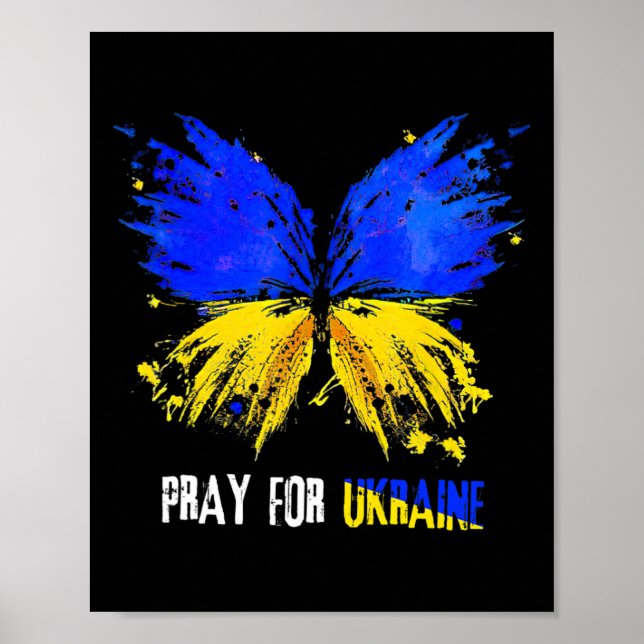 Fjäril Jag Står Med Ukraina Be För Ukraina Fl Poster (Framsidan)