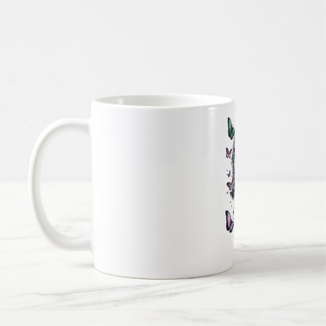 Fjäril Kaffe Mugg | Fairycore Blommig Inspiration (Vänster)