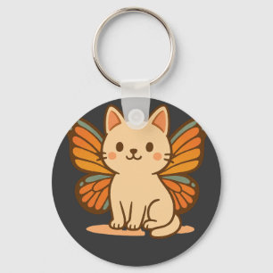 Fjäril Katt – Söt Pastell Kawaii Djur Nyckelring