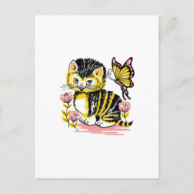 Fjäril & Kattunge Vykort (Framsida)