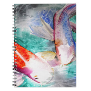 Fjäril Koi akvarell Japansk Fisk Konst Anteckningsbok