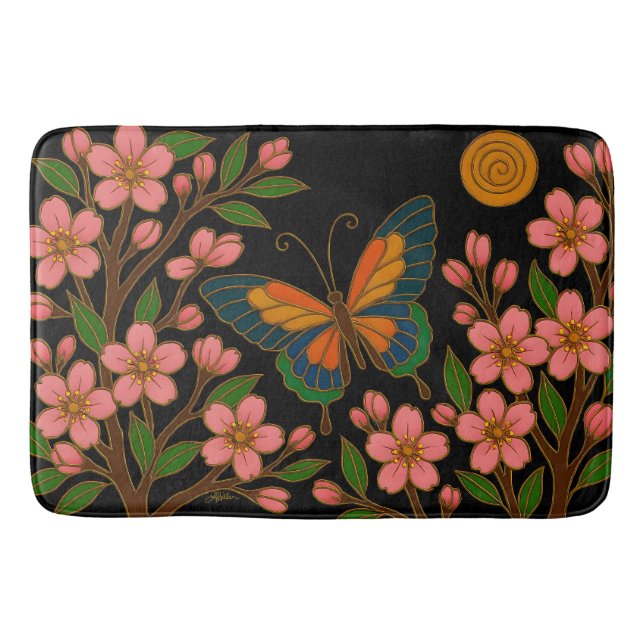 Fjäril Körsbärsblomsmåne Badrumsmatta (Framsidan)