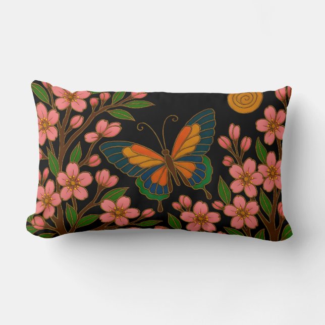 Fjäril Körsbärsblomsmåne Lumbarkudde (Framsida)