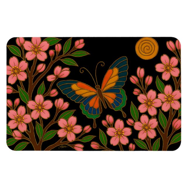 Fjäril Körsbärsblomsmåne Magnet (Horisontell)