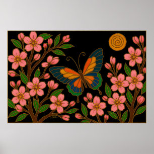 Fjäril Körsbärsblomsmåne Poster