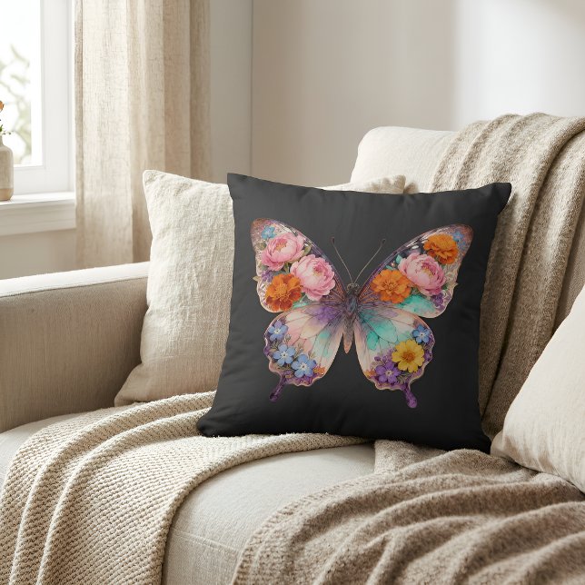 fjäril Kudd Floral Boho Hem Dekor Kudde (Skapare uppladdad)
