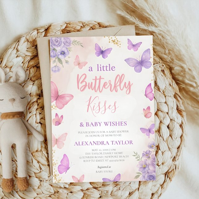 Fjäril Kyssar Önskar elegant klassisk stilfull Inbjudningar (Skapare uppladdad)