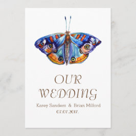 Fjäril lantlig kanfasbröllopinbjudan inbjudningar