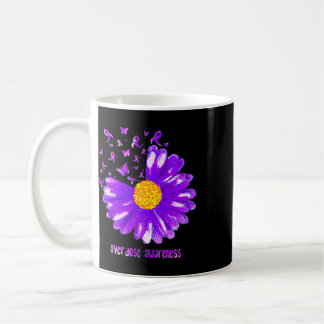 Fjäril Lila Band Ros Sunflower Overdos Medvetenhet Kaffemugg