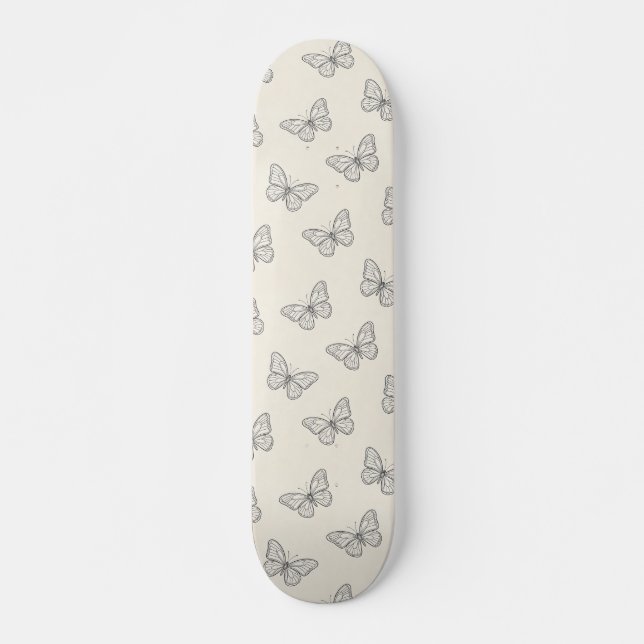 Fjäril Linjekonst Mönster Mini Skateboard Bräda 18,5 Cm (Framsida)