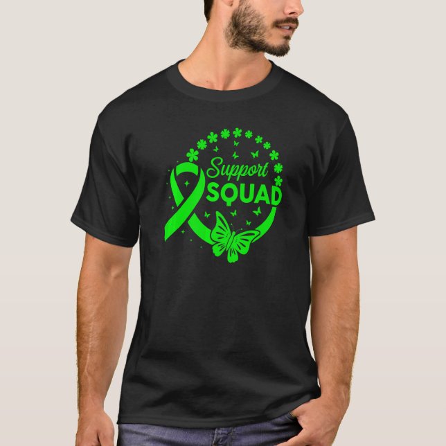 Fjäril lymfom stödtrupp matchande grön Ri T Shirt (Framsida)