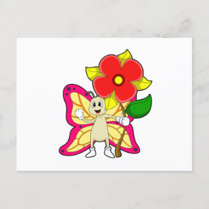 Fjäril med blomma vykort
