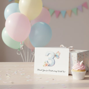 Fjäril med blommor 3-års födelsedag Whimsical vår Tack Kort