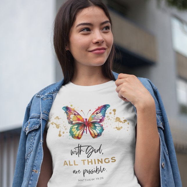 Fjäril Med Gud Är Alla Ting Möjliga T Shirt (Skapare uppladdad)