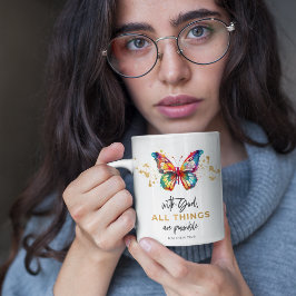 Fjäril Med Gud är Allt Möjligt Kaffemugg