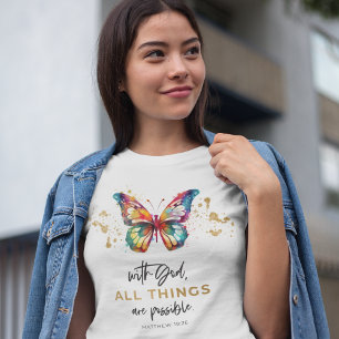 Fjäril Med Gud är Allt Möjligt T Shirt
