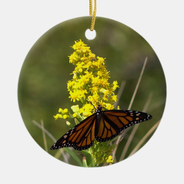 Fjäril med gula vilda blommor Ornament (Framsidan)